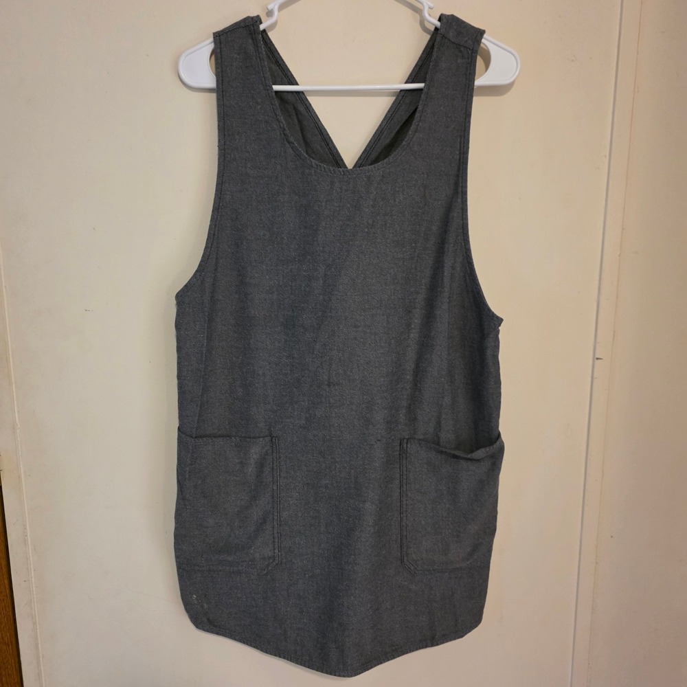 Duluth Womens Artisan Apron One Size Gray Cotton Cross Back Pinafore Pockets
